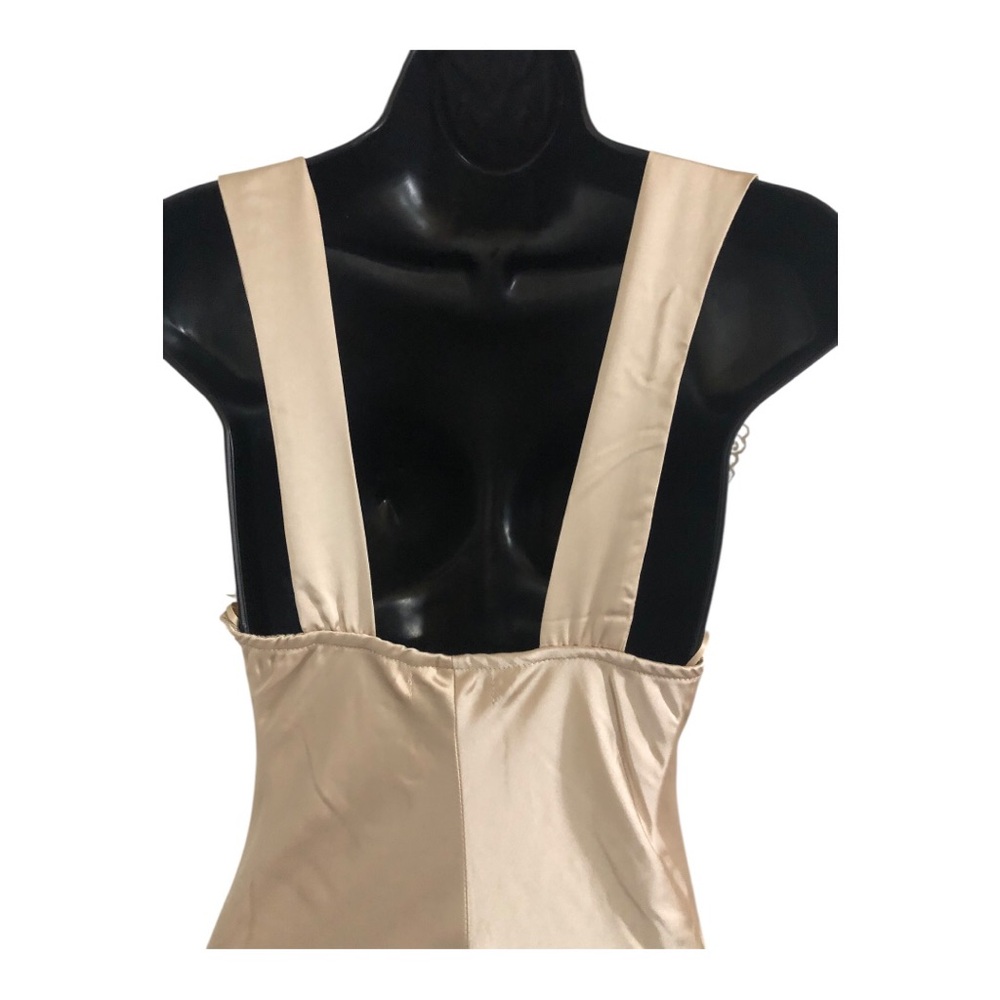 Sincerely jules champagne lace bodice plunge front satin effect dress size Large - Picture 6 of 17